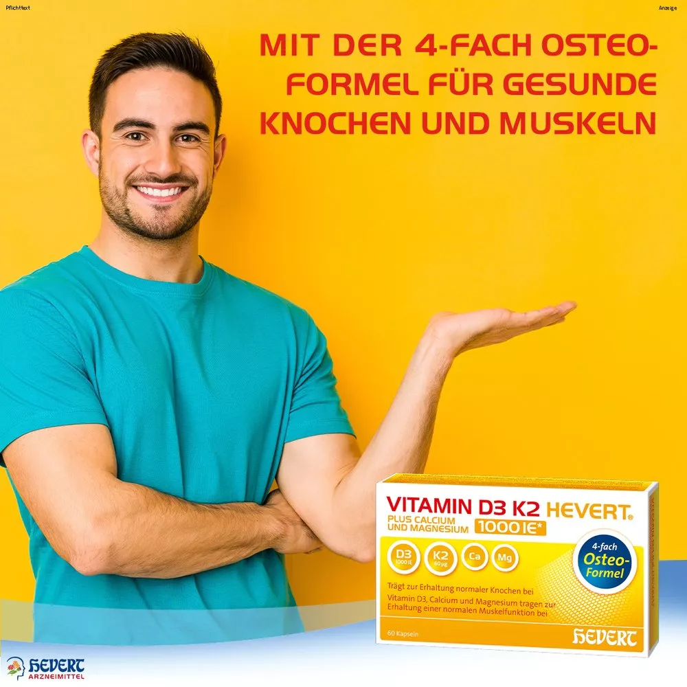 Vitamin D3 K2 Hevert plus Calcium und Magnesium 1000 IE